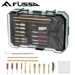 FLISSA 16PC Universal Handgun Cleaning Kit Cleaning Jag Patches Rod Bore Brushes