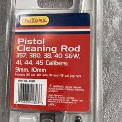 Outers Pistol 1 Piece Cleaning Rod .38 357 40 44 45 Caliber 9mm 10mm 41803-With