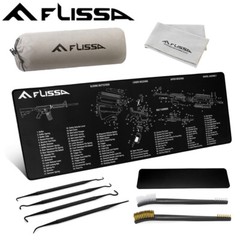 FLISSA 8PC Gun Cleaning Mat Set For Glock AR 12″x36″ Gun Cleaning Bench Non-Slip