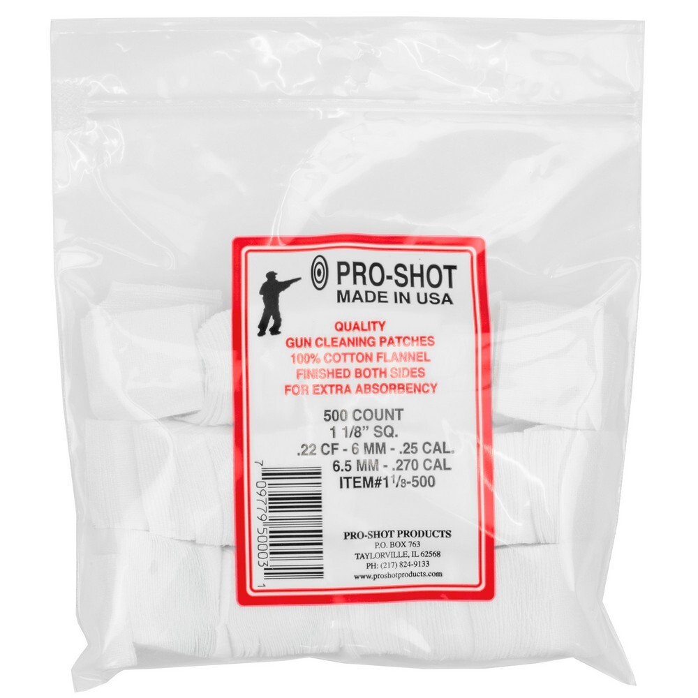 Pro-Shot Cleaning Patches Cotton Flannel For .22-.270 Caliber 500 Count – 118500
