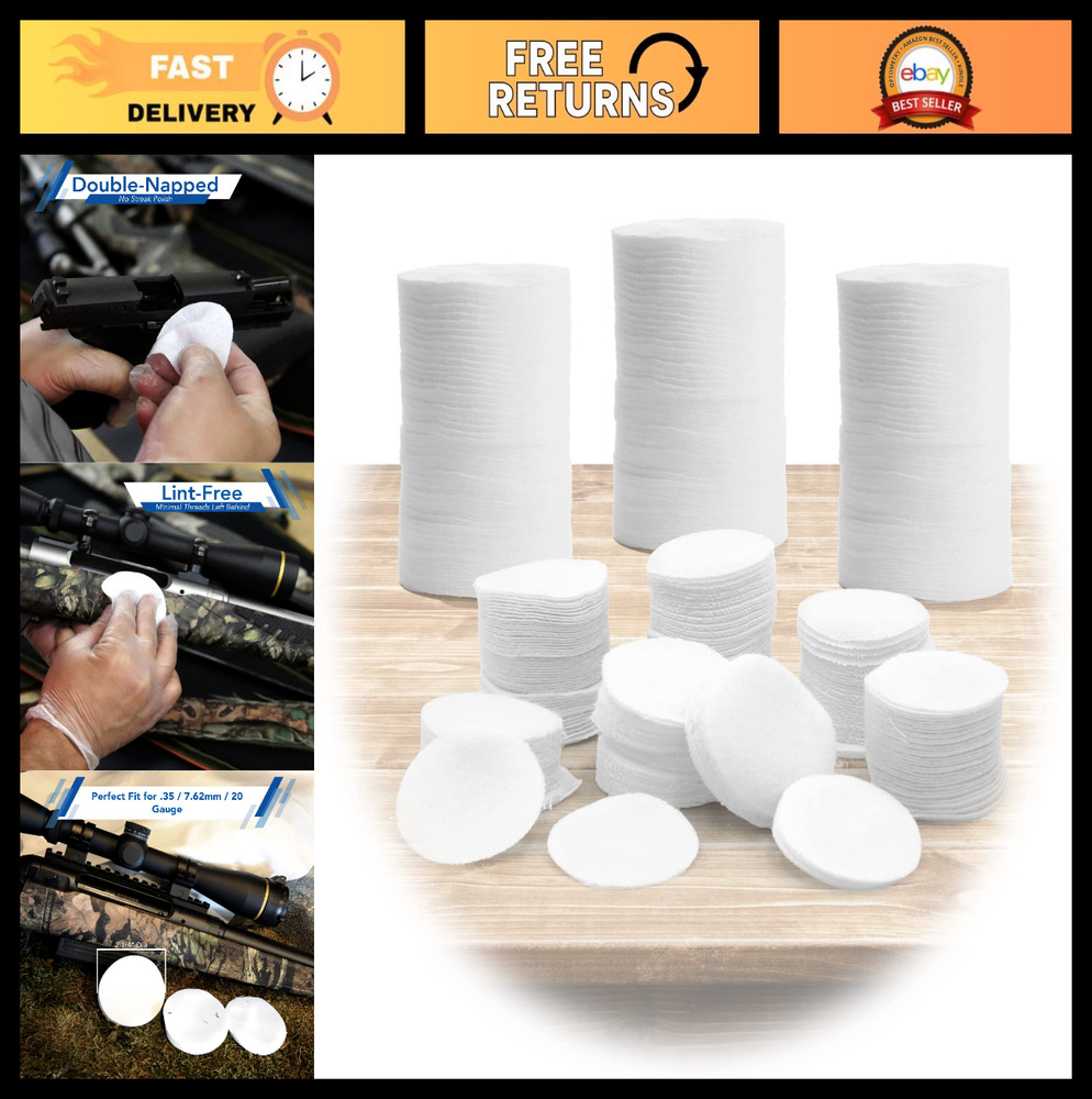 1000PCS Lint-Free Gun Cleaning Patches – Absorbent Round Cloths for All Calibers