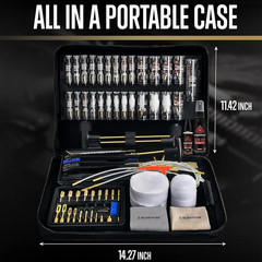 Cleaning Kit for All Guns with High-End Brass Brushes, Mops, Jags, Reinforced,