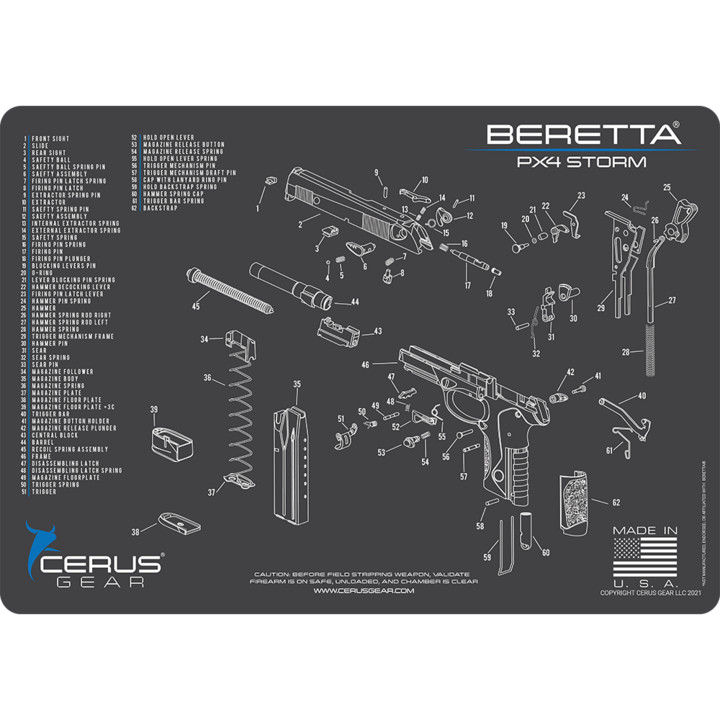 For Beretta PX4 STORM Armorers Cleaning Bench Mat Cerus Gear PREMIUM USA