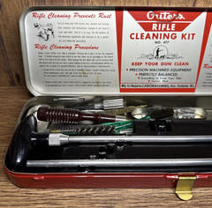 Vintage No. 477 Outers Gunslick 30 Cal Rifle Gun Cleaning Kit Red Metal Case