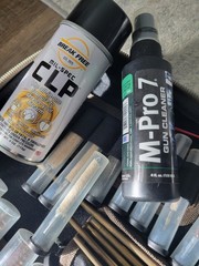 GUN CLEANING LOT: Bore Cleaning, Oils, Tools, Cloths, Firearms As Shown