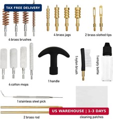 ELVO Gun Cleaning Kit 21 Piece Set Brass Components Cleaning Kit for .22,.357,.3