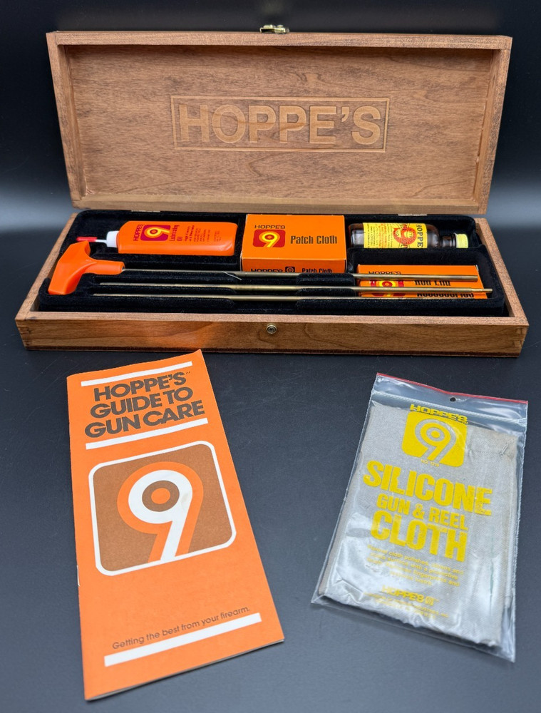 New in Wooden Box Hoppes No 9 Gun Cleaning Kit Professional Quality