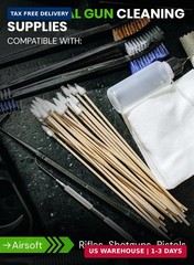 900pc Gun Cleaning Supplies Case – 300pcs Patches & 600pcs Swabs – 6-inch Lint F