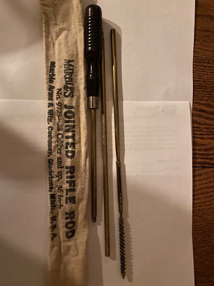 Vintage Marbles Jointed Rifle Rod Cleaning Kit No. 9728-.28 Caliber, And Up 36″