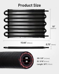 5/16″ Transmission Oil Cooler Tube and Fin Cooler Kit Universal 8 Pass Black