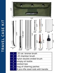 MaximalPower Gun Cleaning Kit Travel Pouch for Pistol 5.56mm .223 22LR .22 Cal