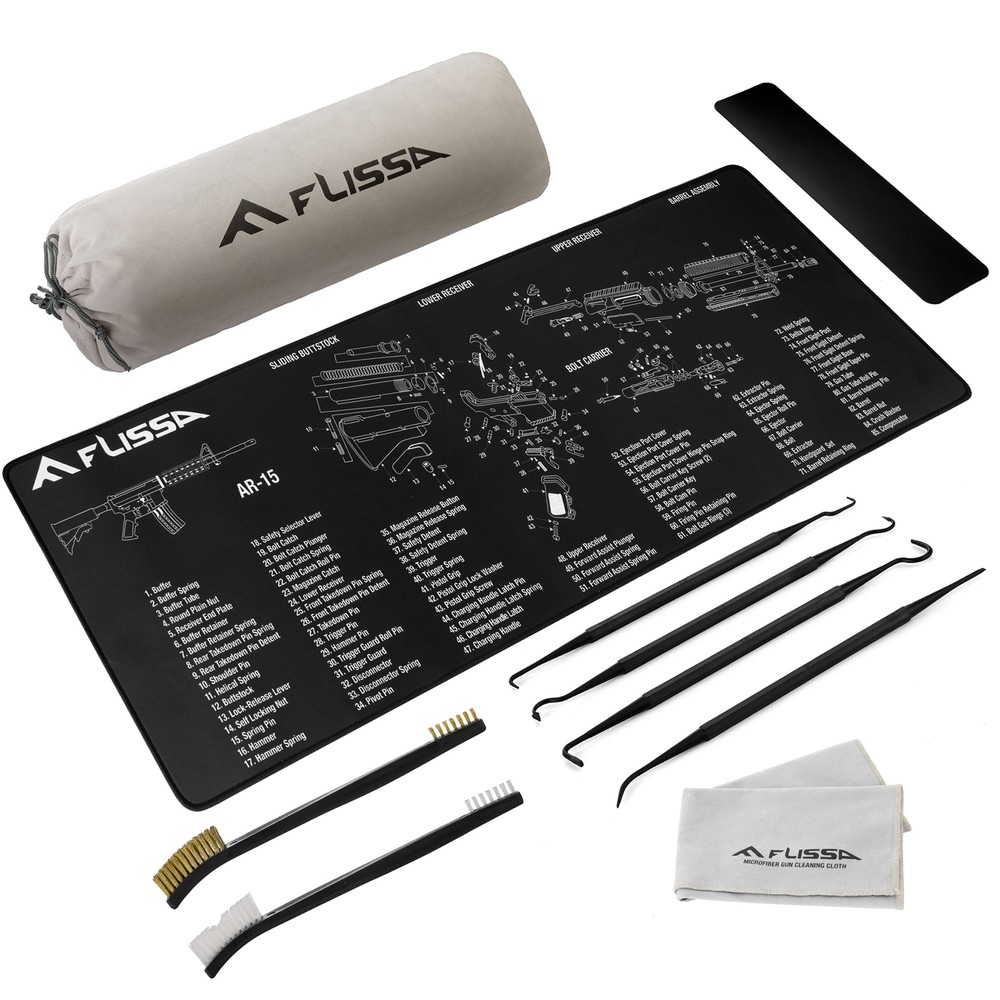 FLISSA 8PC Gun Cleaning Mat Set For Glock AR 12″x36″ Gun Cleaning Bench Non-Slip