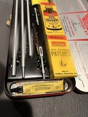 Vintage Outers Gunslick Rifle Gun Kit #477 30 Cal Red Metal Box, Made In USA VGC