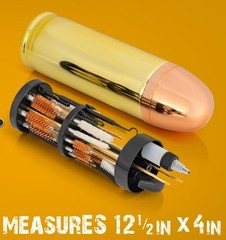 Deluxe 51 pc Gun Cleaning Kit Trademarked Aluminum Bullet Shaped Design