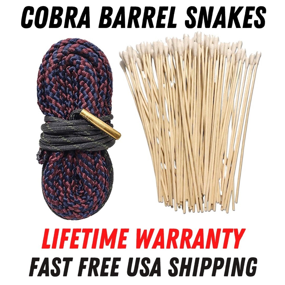 45 70 Gun Bore Cleaning Rope Lifetime Warranty Cobra Barrel Snakes 100 Swabs