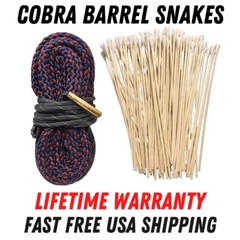 45 70 Gun Bore Cleaning Rope Lifetime Warranty Cobra Barrel Snakes 100 Swabs