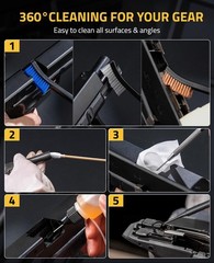 Universal Gun Cleaning Kit for 9mm .223 .38 .357 12GA – Mat, Brushes, Swabs & Oi