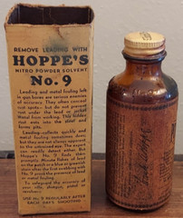Vintage Hoppe’s Nitro Powder Solvent No.9 Bottle Glass w/ Original Box Papers