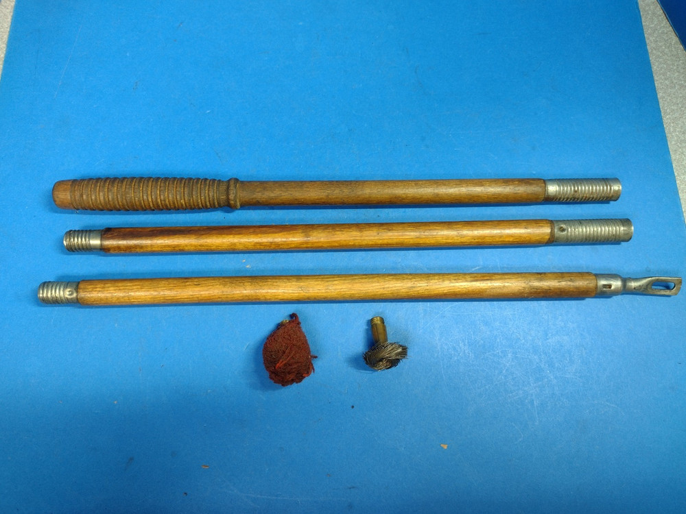 Vintage Gun Cleaning Rod Wood Brass And Metal 3 Piece 3 TIPS