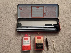 Vintage Sears & Roebuck Co. GUN CLEANING KIT No. 6 2022 & Metal Box. 20-28 Guage