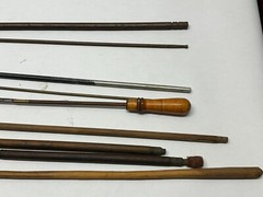 Lot of 9x Vintage Antique Gun Cleaning Rods – Wooden, Brass, Iron, Shotgun Rifle
