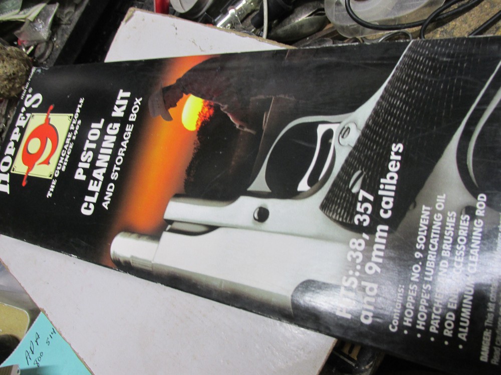 [shelv] Hoppe’s pistol cleaning kit and storage box 38 357 and 9mm calibers