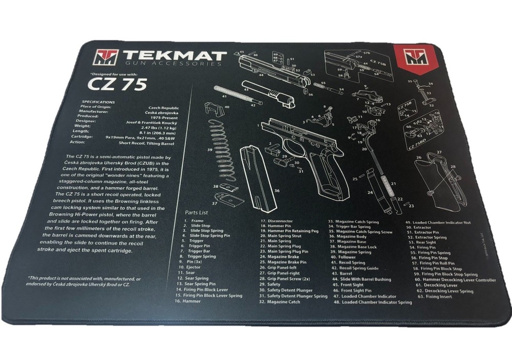 TekMat Ultra Premium Handgun Cleaning Mat CZ-75