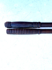 Lot of 2 Vintage Hickory 3-Piece Shotgun Cleaning Rod 37″ Wood Brass Antique