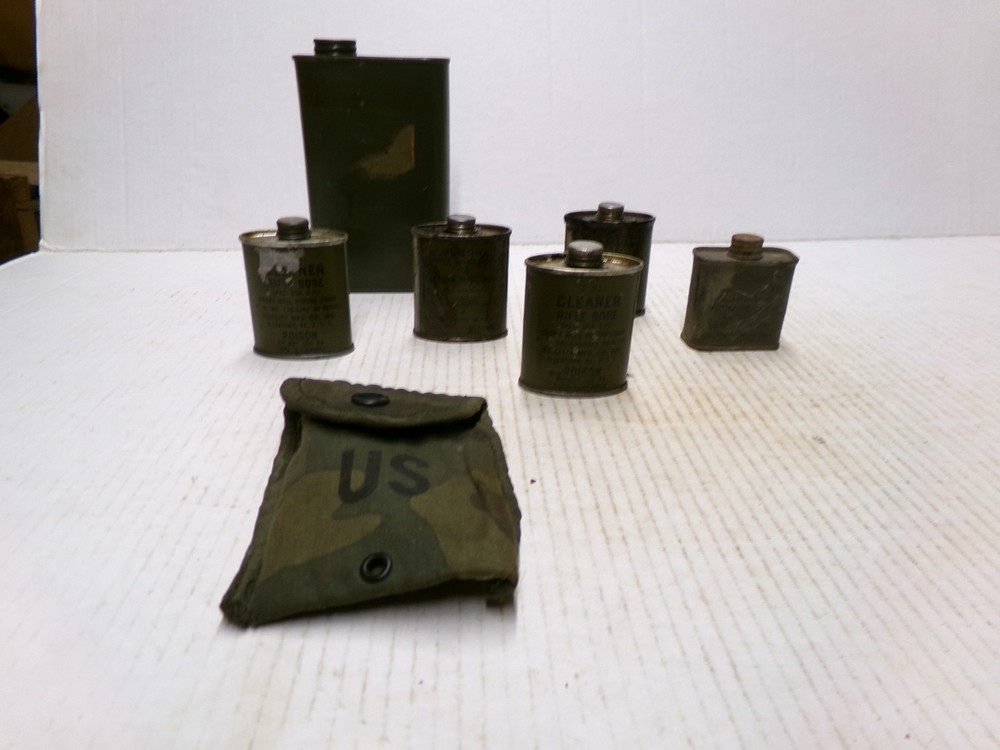 Military Items Tin Cans Gun Cleaning Plus Vintage
