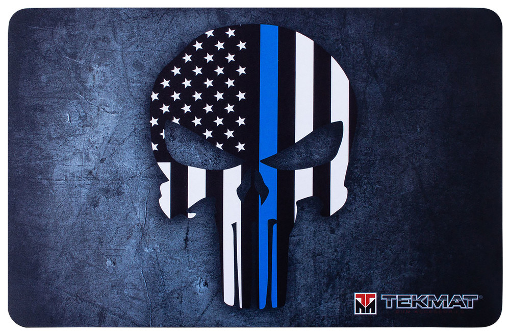 TekMat Punisher Blue Line Cleaning Mat 17″x11″ Black-White-Blue TEKR17PUNISHERBL