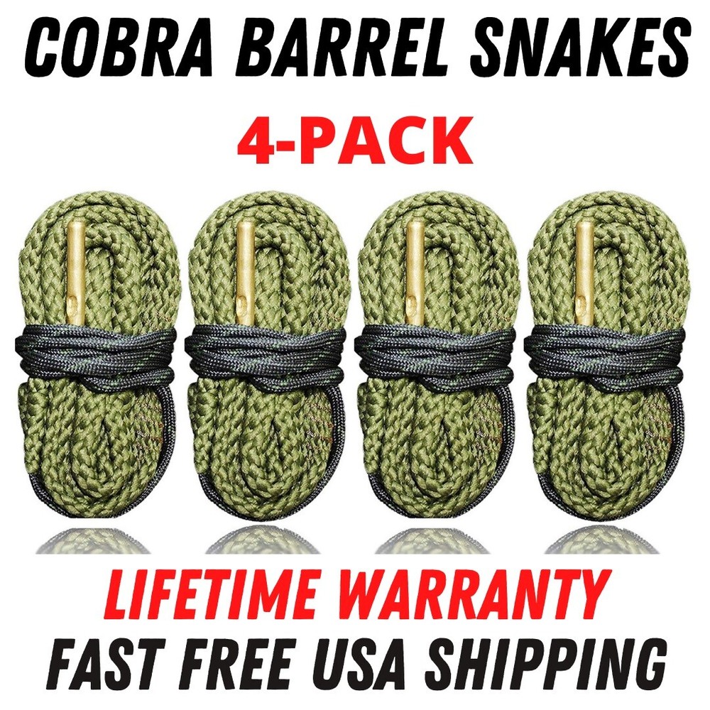 4 Pack 9mm Gun Bore Cleaning Rope – Lifetime Warranty – Cobra Barrel Snakes