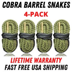 4 Pack 9mm Gun Bore Cleaning Rope – Lifetime Warranty – Cobra Barrel Snakes