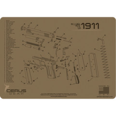 1911 Handgun Gun Cleaning Premium Mat Cerus Gear 12″x17″ FDE