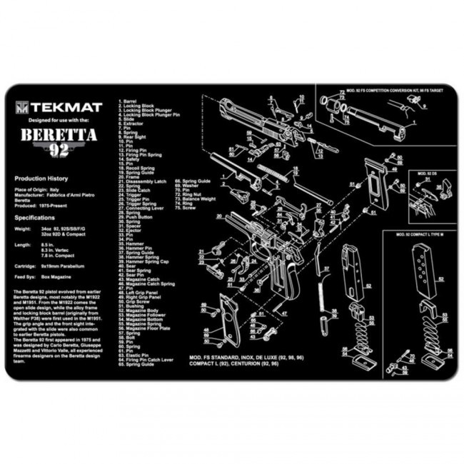 TekMat For BERETTA 92-M9 CLEANING MAT – 11″ X 17″