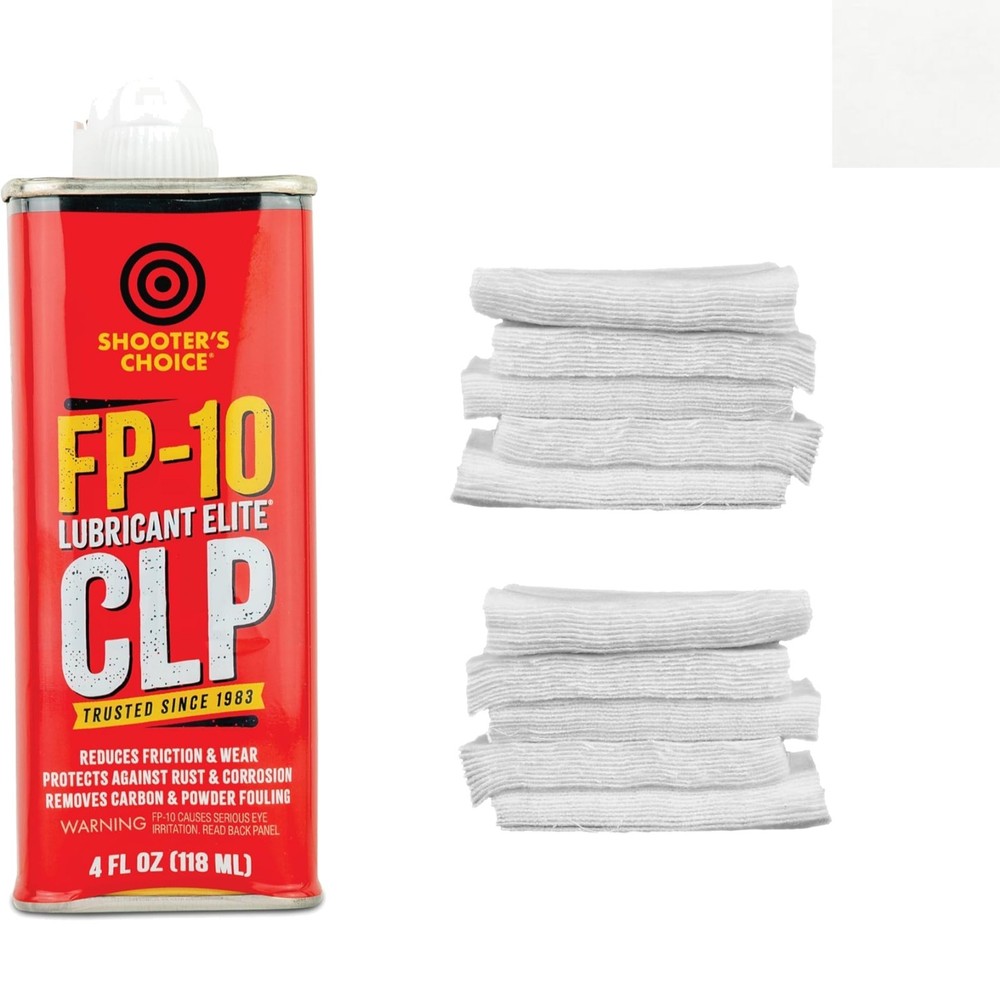 4oz FP-10 Elite CLP Gun Lubricant with 100 Cotton Patches for Smooth Operation