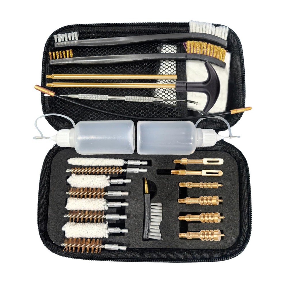 Universal Gun Cleaning Kit for .22 .357 .38 9mm .45 Caliber Pistols – Brushes &