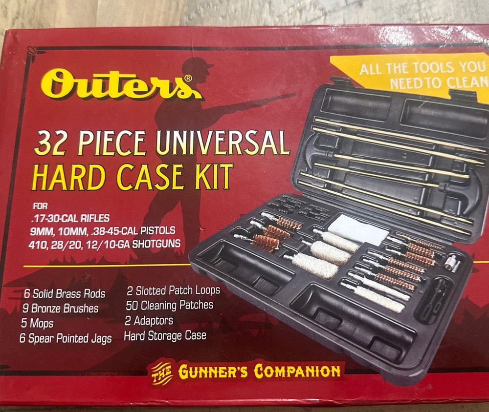 Outers gun cleaning kit- 32 piece universal hard case kit