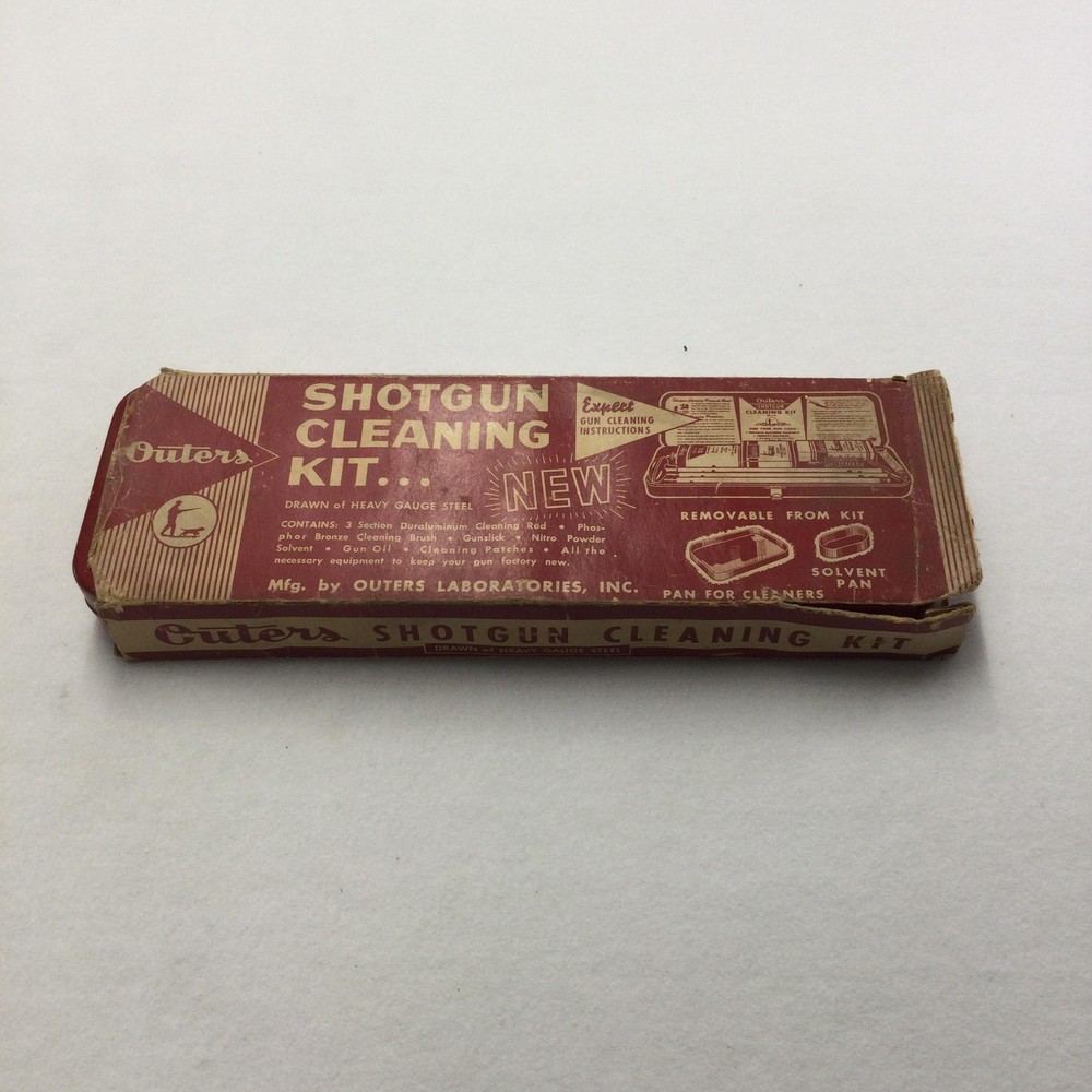 Vintage Outers Shotgun Cleaning Kit 12 Gauge Red Case Gun Oil Solvent Patches
