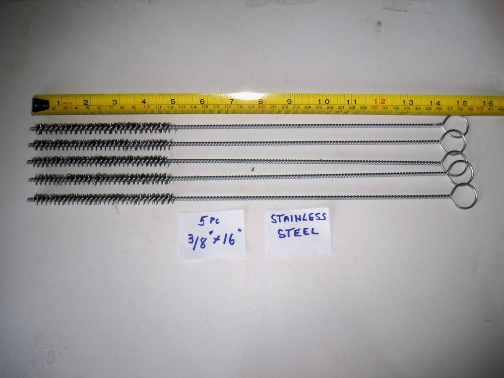 5 pc 3/8″ X 16″ TUBE CLEANING WIRE BRUSH STAINLESS STEEL GUN PIPE CLEANING
