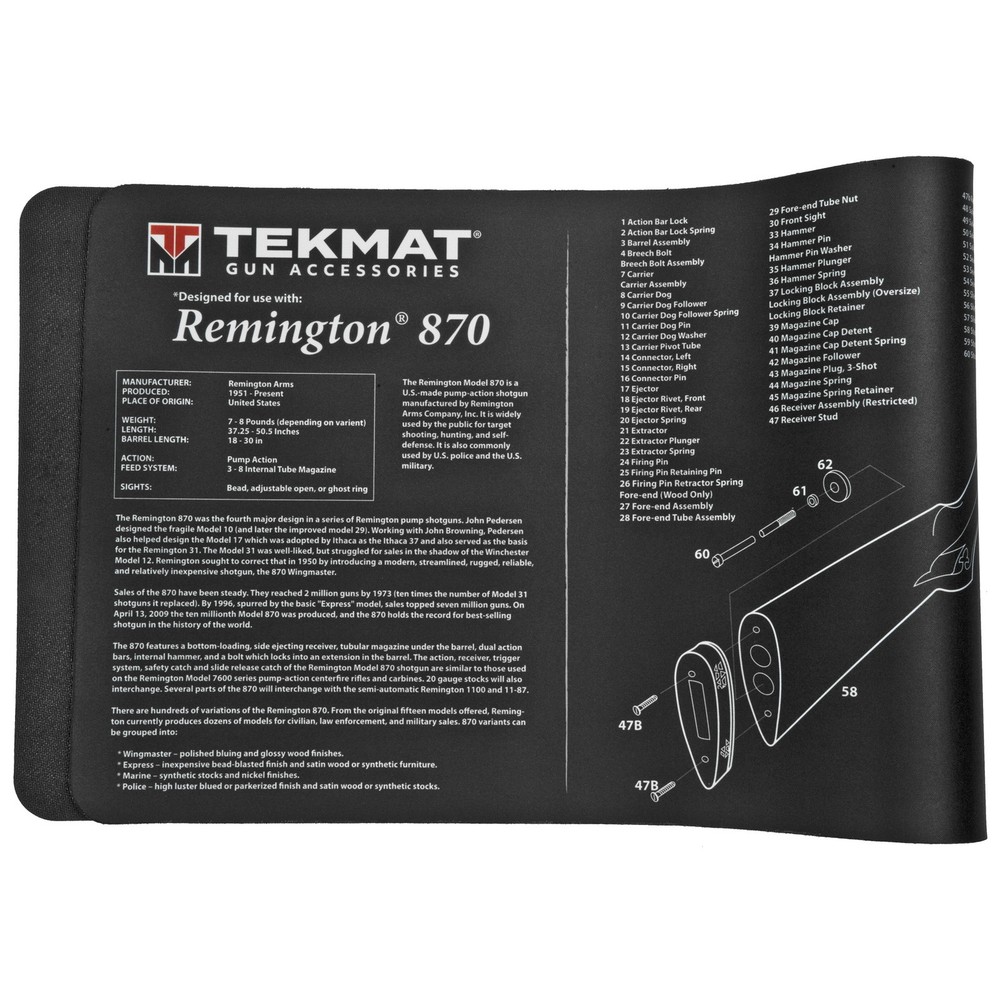 TekMat TEKR36REM870 Remington 870 Cleaning Mat Black/White Rubber 12″x36″ Reming