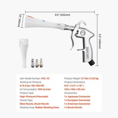 High-Pressure Air Cleaning Gun with Rotating Nozzle for Dust Removal