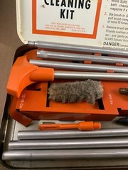 Vintage Sears Hunting Gun Rifle Ted Williams Cleaning Kit Orange EUC Tips Rod