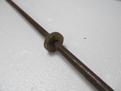 VINTAGE 49″ SOLID RIFLE CLEANING ROD Brass Tip and Sliding Ring, Wood Handle