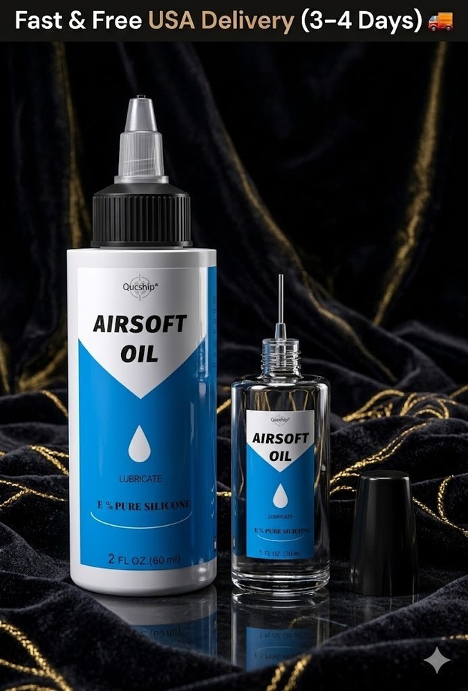 Airsoft Oil 2 Oz & 1 Oz Needle Oiler 100% Silicone Air Gun Oil, Multi-Purpose Ai