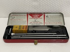 Vtg Outers Gunslick Rifle Cleaning Kit No. 477 .22 Cal In Red Metal Case
