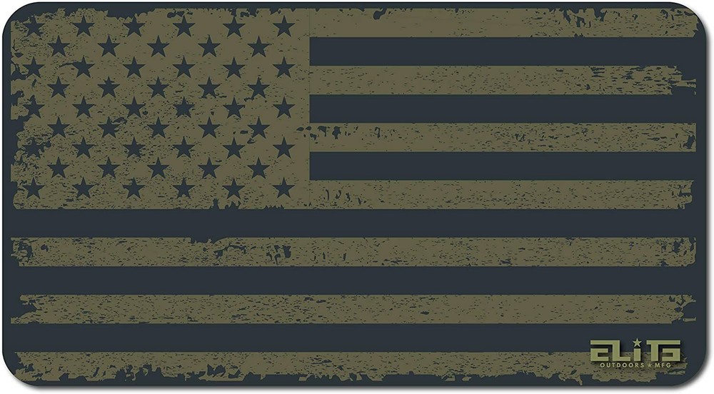 ELITE OUTDOORS Coyote Brown Distressed American Flag Gun Cleaning MAT 12″ x 22″
