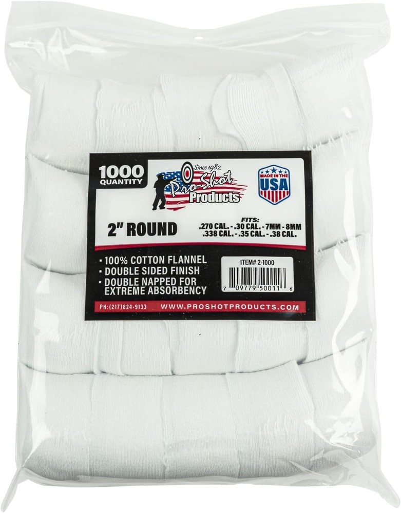 Pro-Shot Premium Gun Cleaning Patches – 100% Cotton Flannel, Superior Weave Tech