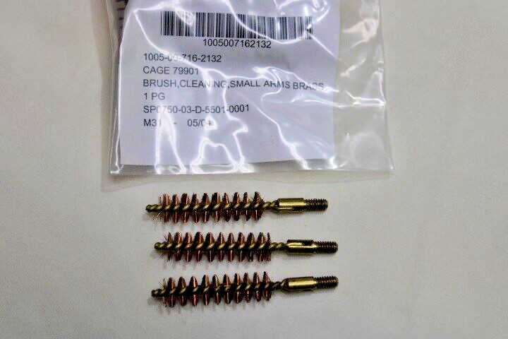 3 US Military Issue USGI Brass Bore Barrel Brush For 9mm Caliber Lot Of 3