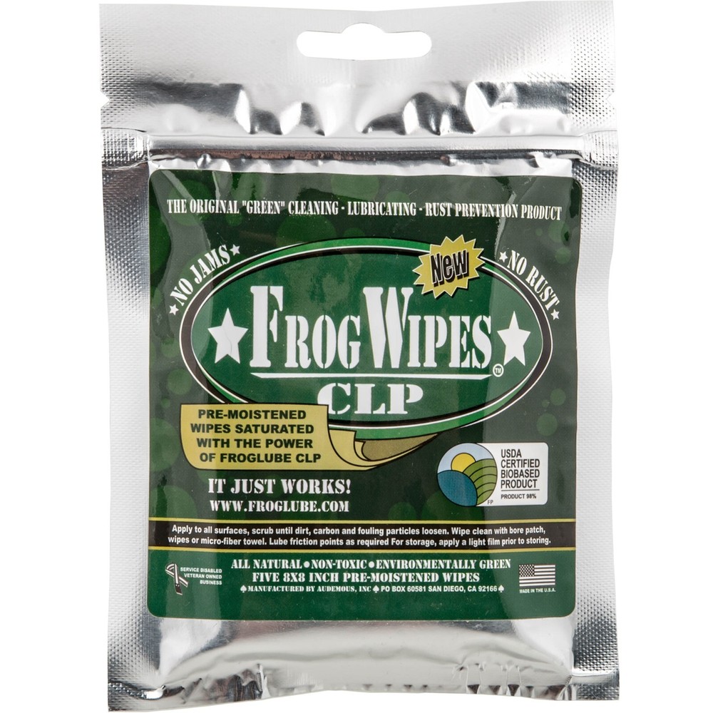 Froglube Clean Lube Protect Wipes, 5 Wipes Per Pack~14936 RSR FAST FREE SHIPPING