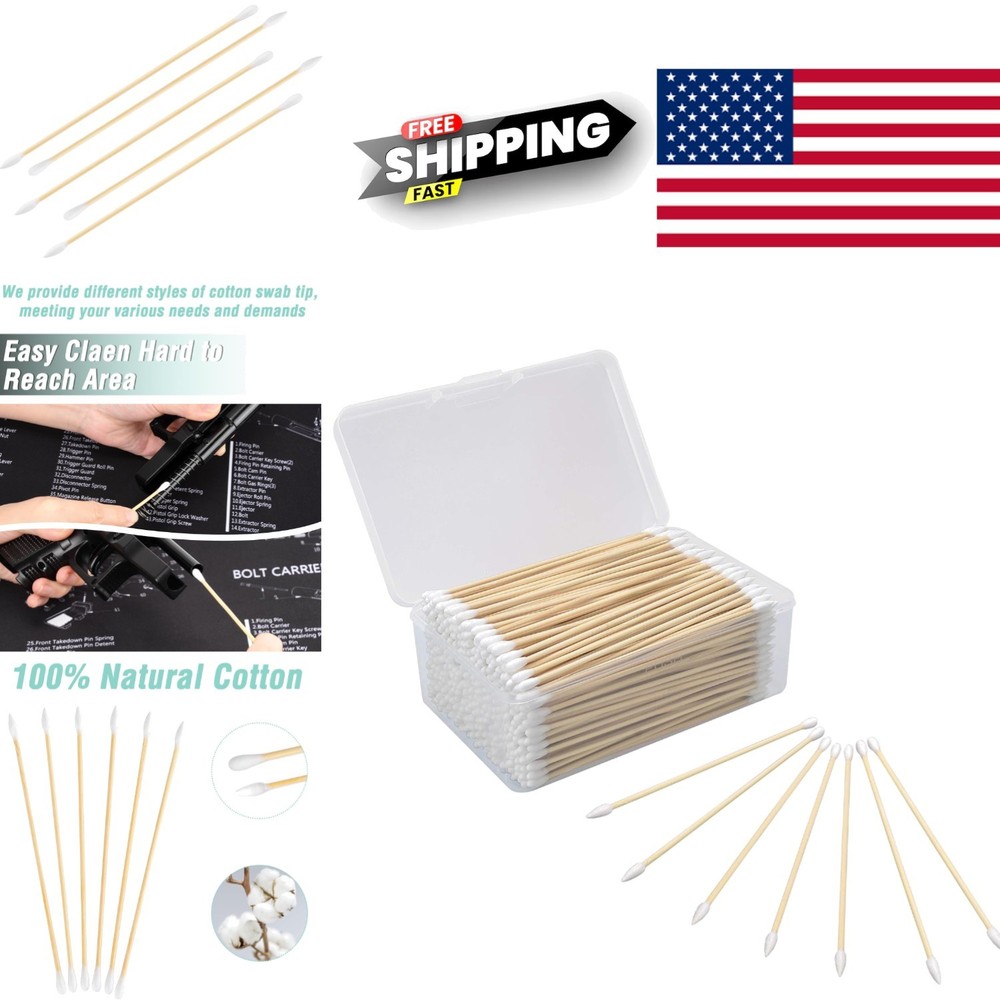 Professional Gun Cleaning Kit 6 Inch Bamboo Handle Cotton Swabs Pack of 500